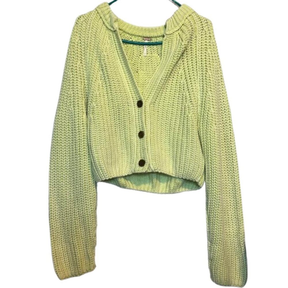 Free People Neon Yellow Knit Cardigan